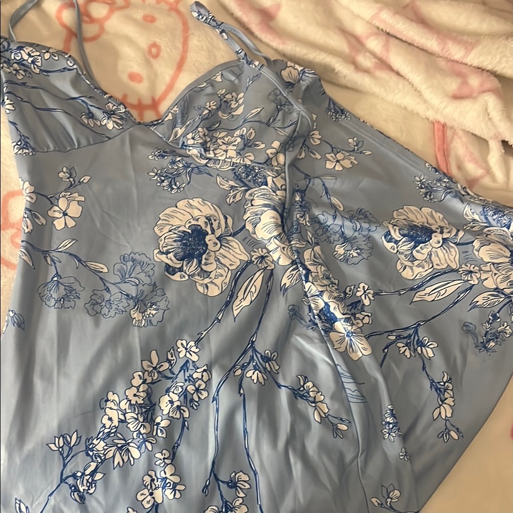 Floral Blue and White Dress